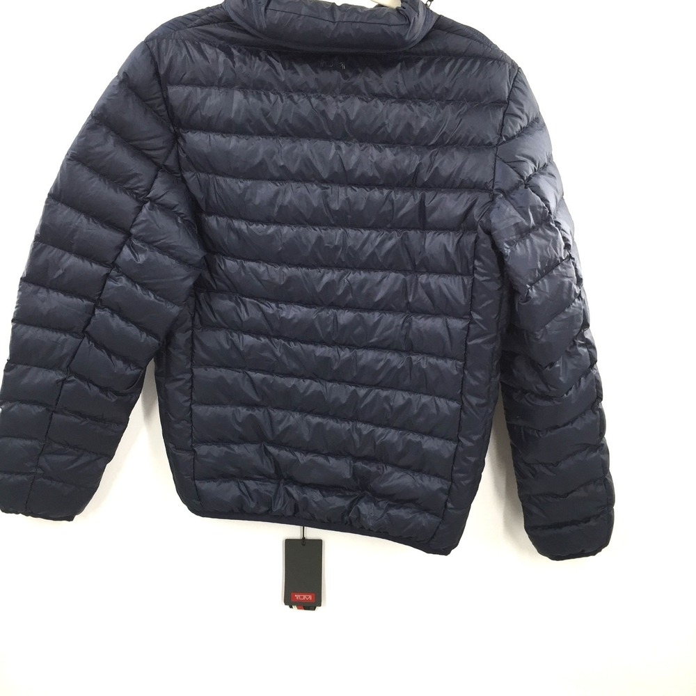 TUMI pax packable Navy Encore Boston Harbor Puffer jacket Sleep pillow Hood S - Picture 11 of 14